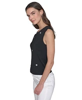 Karl Lagerfeld Paris Women's Floral Embellishment Sleeveless Sweater