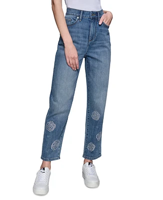 Karl Lagerfeld Paris Women's Embellished Straight-Leg Jeans