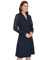 Calvin Klein Women's Chiffon-Sleeve Faux-Wrap Dress