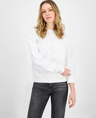 Guess Women's G-Wave Embossed Studded Sweatshirt