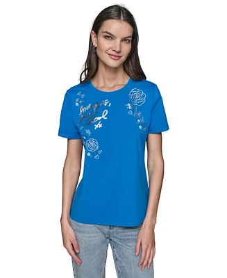 Karl Lagerfeld Paris Women's Embellished Graphic T-Shirt