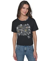 Karl Lagerfeld Paris Women's Map Graphic T-Shirt