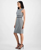 Kasper Women's Check Scalloped-Trim Sheath Dress, Regular & Petite Sizes