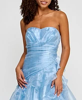 Say Yes Juniors' Ruffled Strapless Ball Gown, Created for Macy's