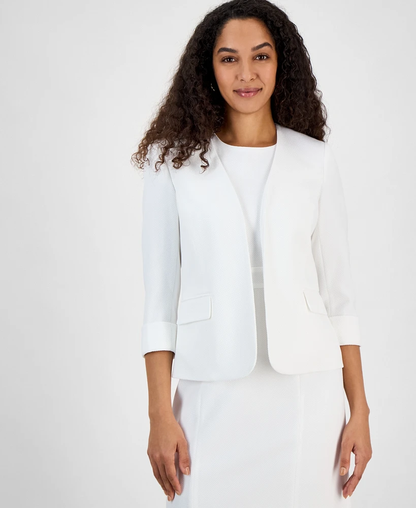 Kasper Women's Collarless Open-Front Cuffed Jacket, Regular & Petite Sizes