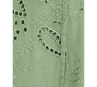 Seni & Cade Juniors' Eyelet Embroidered Blouson-Sleeve Shift Dress