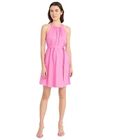 Donna Morgan Women's Cotton Belted Halter Dress