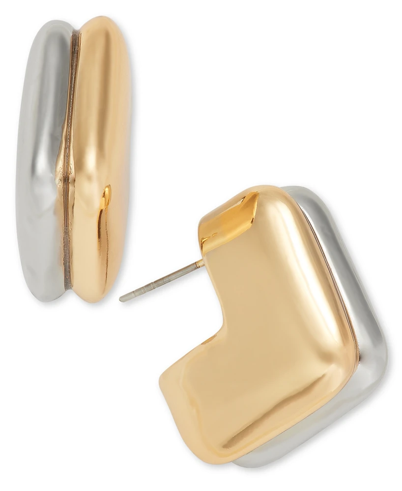 I.n.c. International Concepts Two-Tone Square Double-Row Huggie Hoop Earrings, Exclusively at Macy's