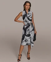 Donna Karan New York Women's Faux-Wrap Sleeveless Sheath Dress