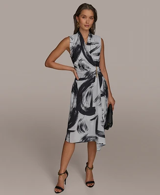 Donna Karan New York Petite Printed Faux-Wrap Dress