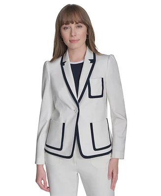 Tommy Hilfiger Women's Contrast-Trim Puff-Sleeve Jacket