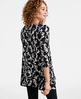 Jm Collection Women's Printed Knit Swing Top, Exclusively at Macy's