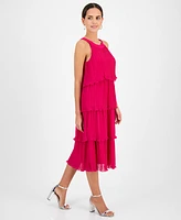 Robbie Bee Women's Round-Neck Sleeveless Tiered Dress