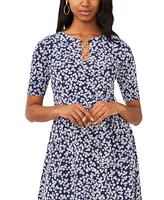 Msk Petite Printed Ring Short-Sleeve Midi Dress