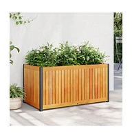 Garden Planter 33.5"x17.7"x17.3" Solid Wood Acacia and Steel