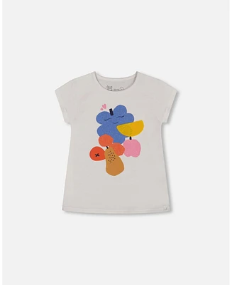 Deux par Big Girls Organic Cotton Tee Fruits On White Background