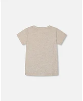 Deux par Toddler Boys Organic Cotton Graphic Tee Light Gray Shimmer - Toddler|Child