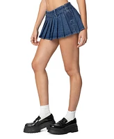 Edikted Women's Zenia Denim Pleated Mini Skort