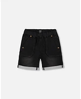 Deux par Baby Boys French Terry Denim Short Black Jeans