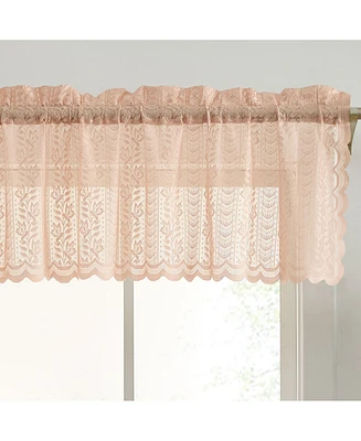 Hlc.me Sophia Floral Rod Pocket Lace Semi Sheer Voile Short Valance for Small Windows