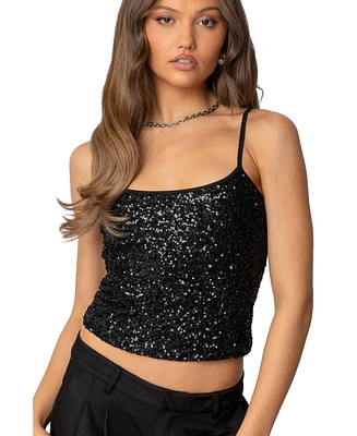 Edikted Womens Celene Sequin Tank Top