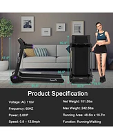 3HP Electric Folding Treadmill with Bluetooth Speaker