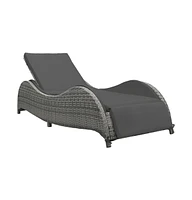 Sun Lounger with Cushion Poly Rattan Anthracite