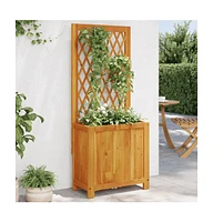 Planter with Trellis 21.7"x11.6"x52" Solid Wood Acacia
