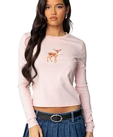 Edikted Womens Bambi Bow Long Sleeve Top