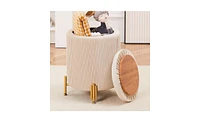 Round Vanity Stool Chair with 23Qt Storage and Padded Seat