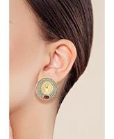 Rachel Zoe Gold Plated Bold Pave Coin Statement Studs