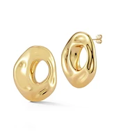 Rachel Zoe Gold Plated Sculptural Oval Statement Studs