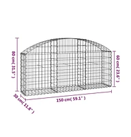 Arched Gabion Basket 59.1"x11.8"x23.6"/31.5" Galvanized Iron