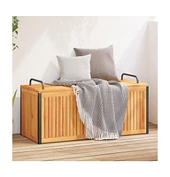 Patio Cushion Box 43.3"x17.7"x16.5"/20.9" Solid Wood Acacia and Steel