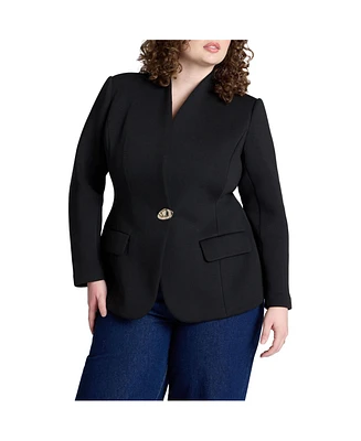 Eloquii Women's Plus Hourglass Blazer With Gold Button