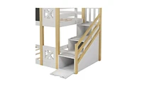 House Bunk Bed with Storage Staircase and Blackboards