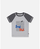 Deux par Boys Short Sleeve Rashguard Dark And Light Gray