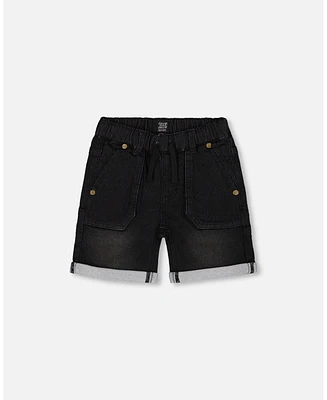 Deux par Big Boys French Terry Denim Short Black Jeans