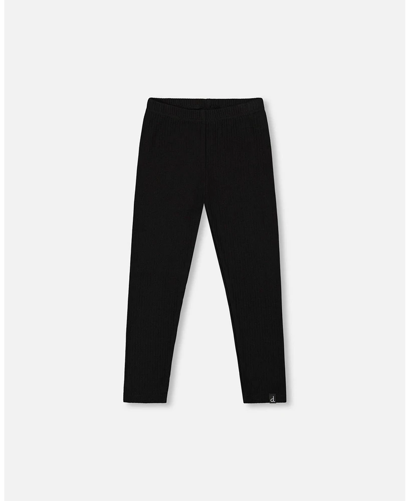 Deux par Baby Girls Ribbed Leggings Black