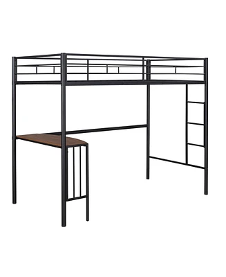 Space-Saving Metal Loft Bed with Ladder and Storage Desk