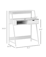 Homcom Computer Writing Desk for Small Space w/ Drawer, Storage Shelves,