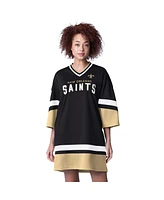 Starter Women's Black New Orleans Saints Slap Shot 3/4 Sleeve Sneaker Dress