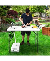 Folding Cleaning Sink Faucet Cutting Camping Table w/ Sprayer