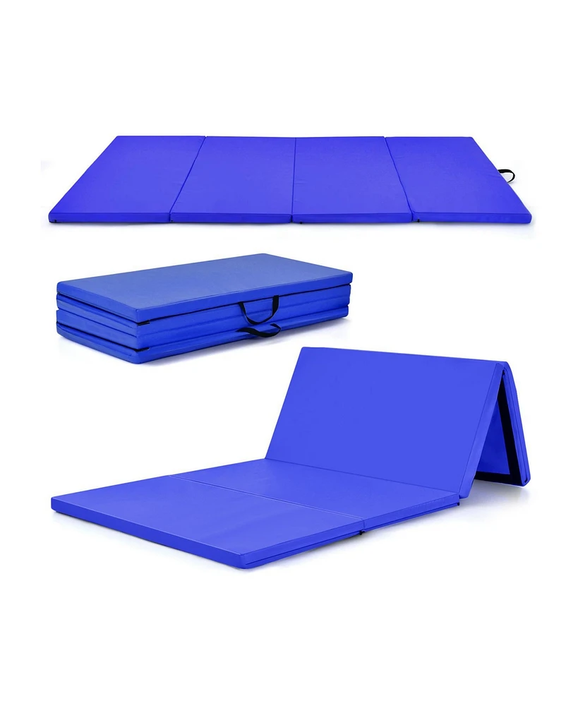 4-Panel Folding Gymnastics Mat with Carrying Handles for Home Gym