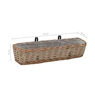 Balcony Planter 2 pcs Wicker with Pe Lining 31.5"