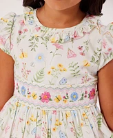 Bonnie Jean Toddler and Little Girls Botanical Floral Smocked Dress