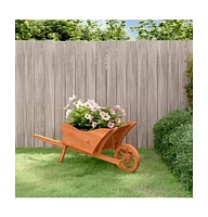 Wheelbarrow Planter 50.4"x17.9"x16.9" Solid Wood Fir