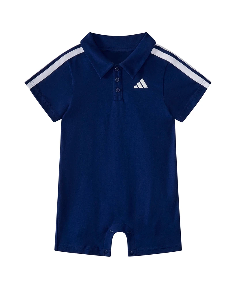 adidas Baby Boys Short Sleeve Cotton Polo Romper