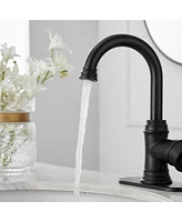 Single Hole Single-Handle High Arc Bathroom Faucet With Swivel Spout in Matte Black