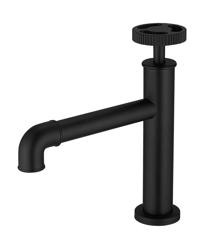 Industry Style Single Handle Single Hole Bathroom Faucet in Matte Black